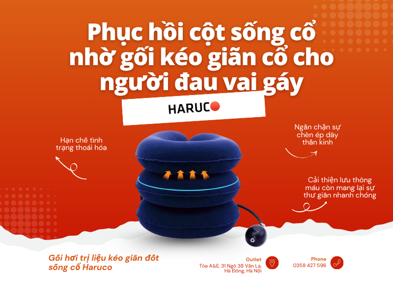 Phục hồi cột sống cổ nhờ gối kéo giãn cổ cho người đau vai gáy