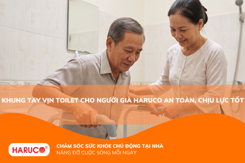 Khung tay vịn toilet cho người già Haruco an toàn, chịu lực tốt