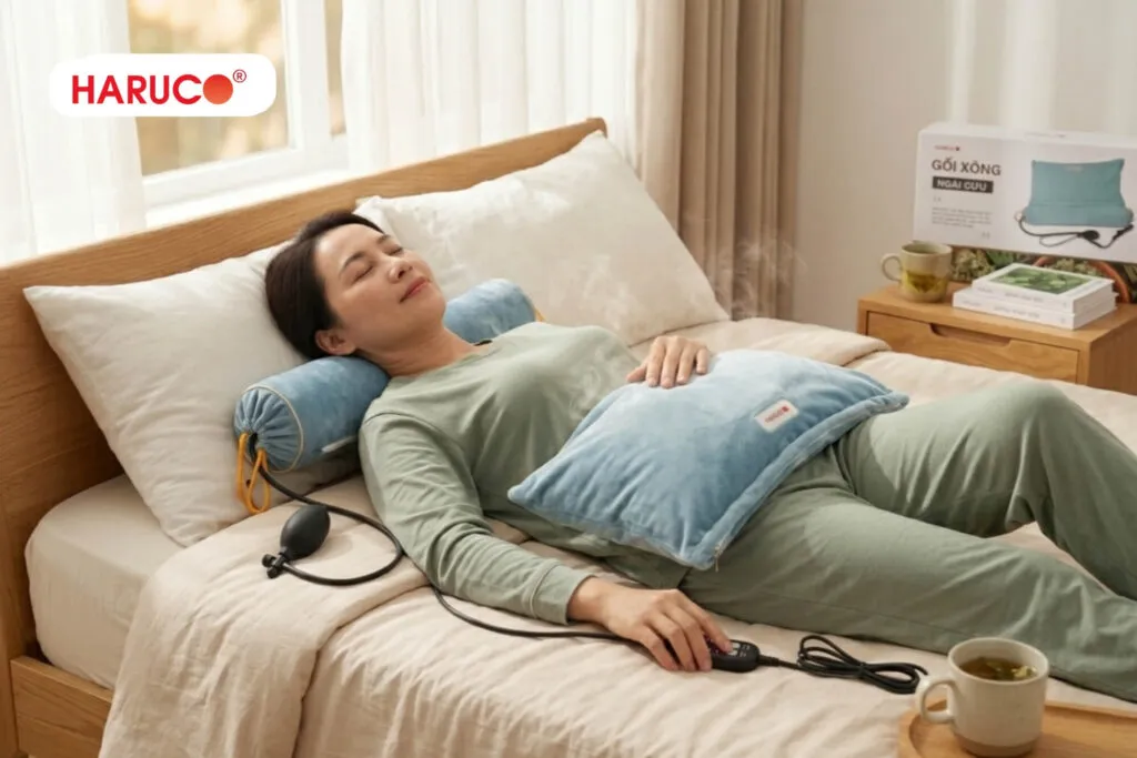 Hướng dẫn cách sử dụng gối ngải cứu giúp ngủ ngon, giảm đau mỏi