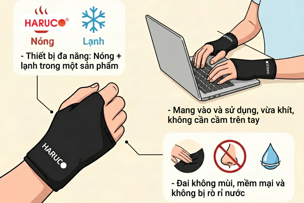 Đai cổ tay gel chườm nóng lạnh Haruco HRC-05-4