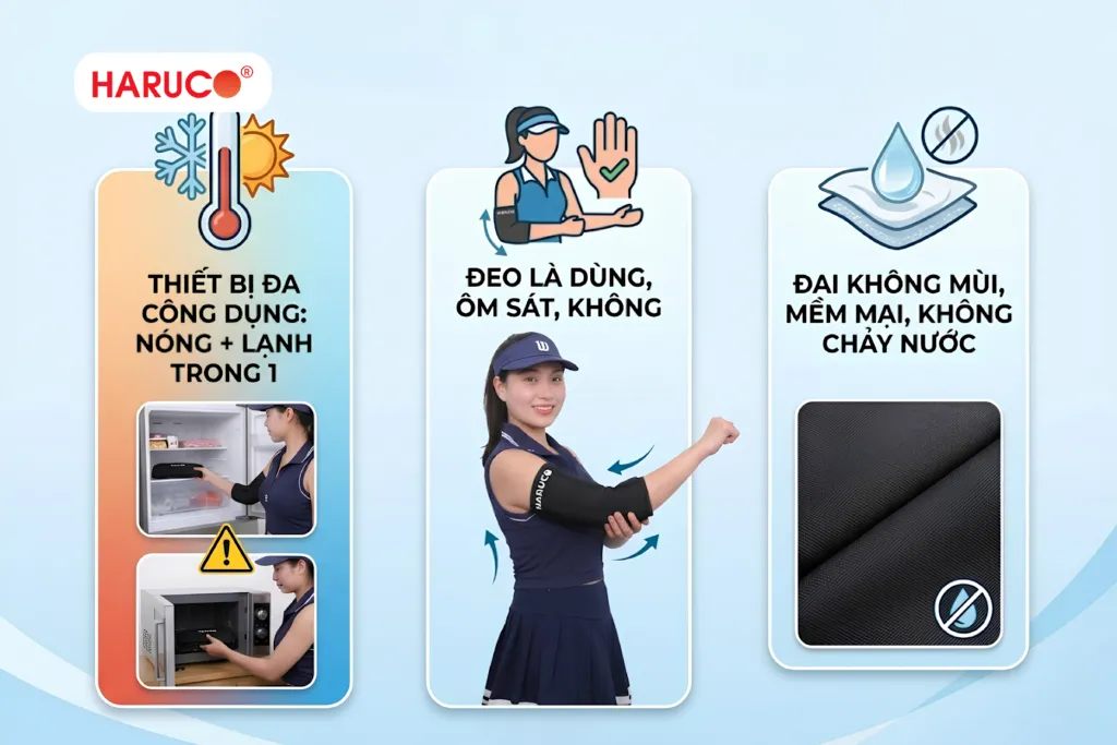 Đai khuỷu tay gel chườm nóng lạnh Haruco HRC-05-3