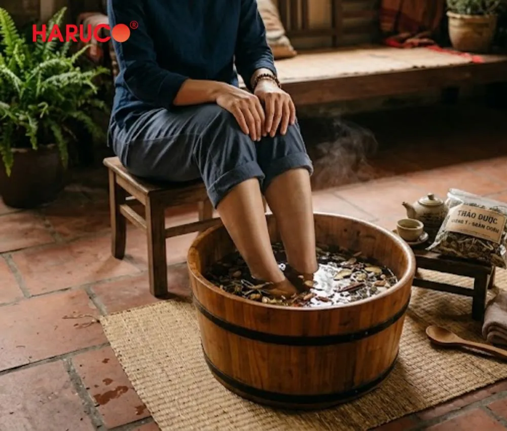 Ngâm chân với thảo dược Đông y