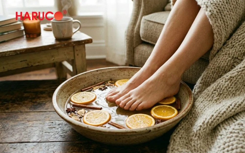 Ngâm chân hỗ trợ vệ sinh và chăm sóc bàn chân