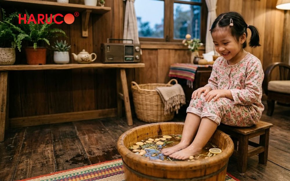 Trẻ em không nên ngâm chân nước nóng thường xuyên