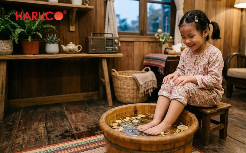 Trẻ em không nên ngâm chân nước nóng thường xuyên