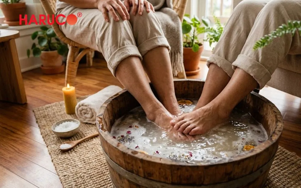 Không ngâm chân khi có vết thương hở