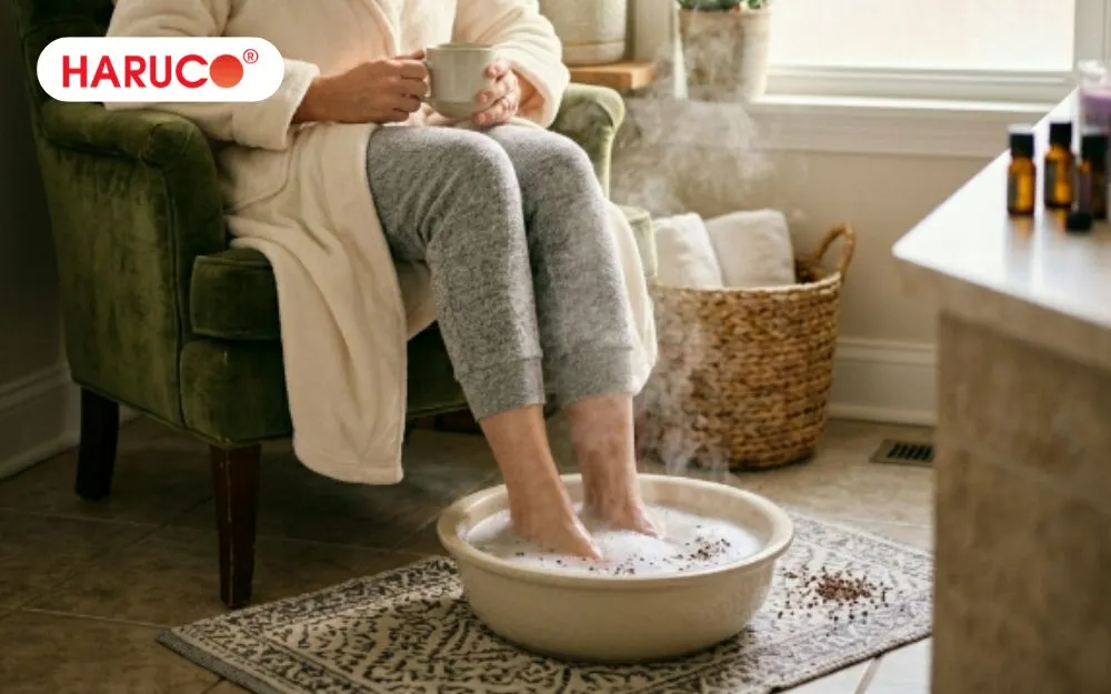 Ngâm chân nước ấm nếu hoạt động với cường độ nhẹ nhàng