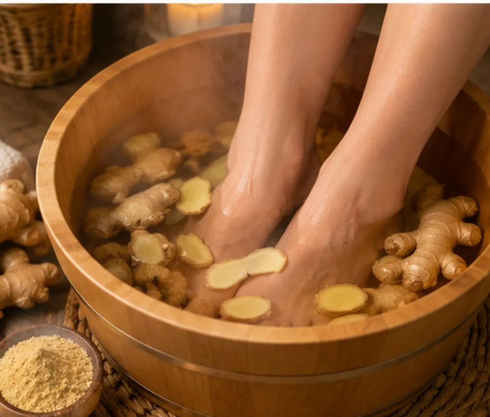 Ngâm chân trị phong thấp bằng gừng