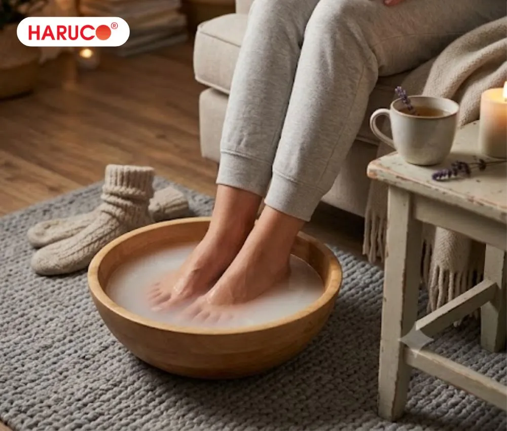 Ngâm chân với baking soda giúp móng chân cứng, khỏe hơn
