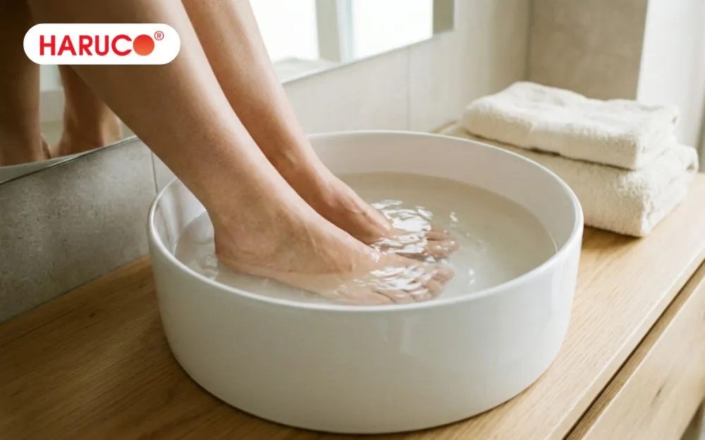 Nhiệt độ thích hợp của nước ngâm chân dao động từ 38 - 43 độ C