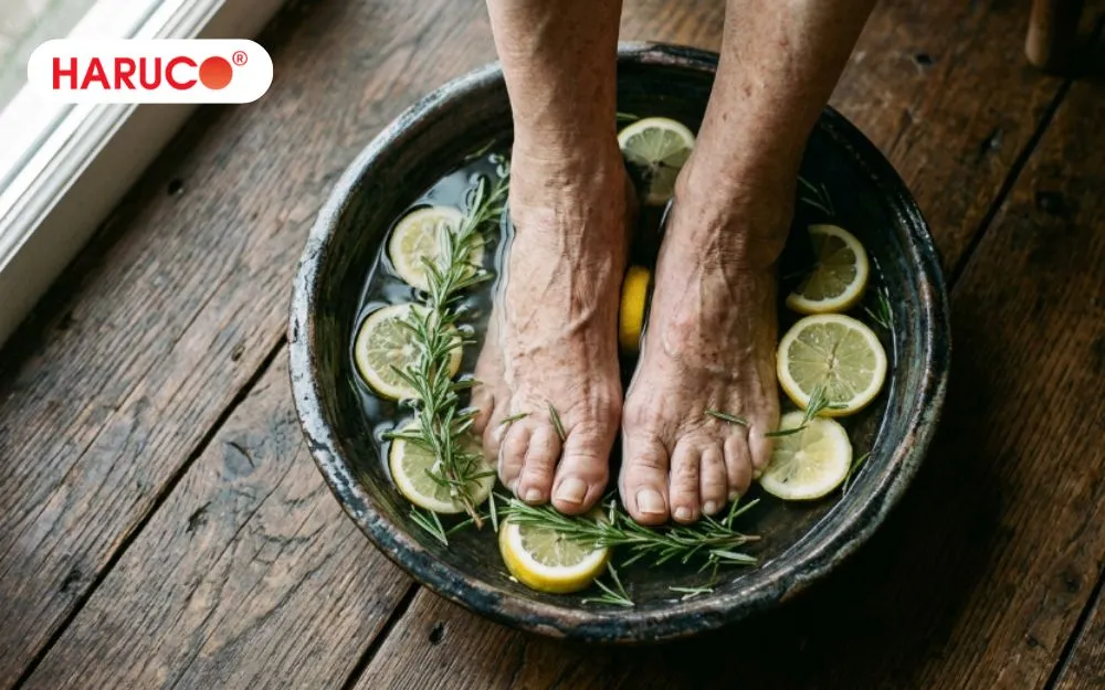 Người có vết thương hở ở bàn chân không nên ngâm chân