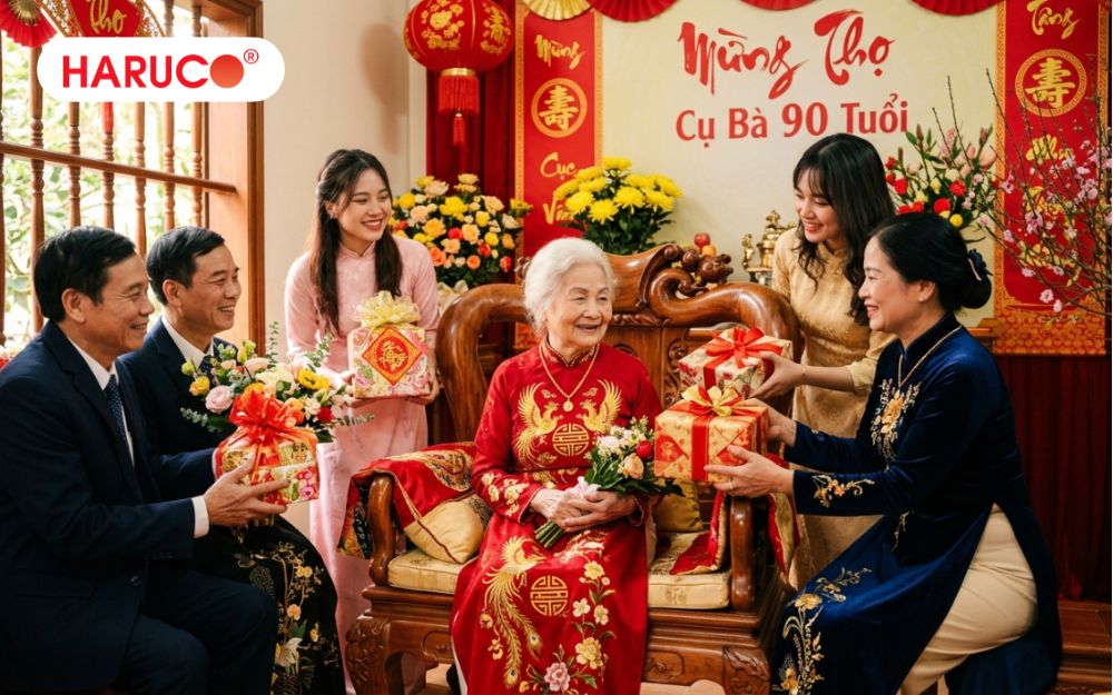 Nên chọn những món quà mang ý nghĩa may mắn trong ngày mừng thọ cụ bà 90 tuổi