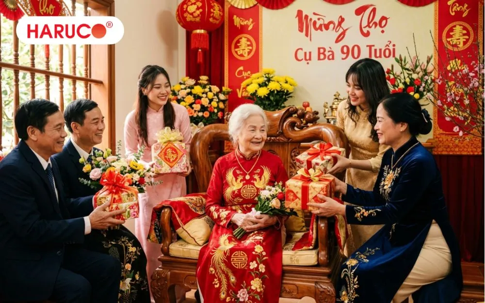 Nên chọn những món quà mang ý nghĩa may mắn trong ngày mừng thọ cụ bà 90 tuổi