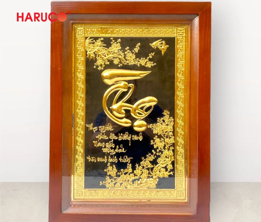 Tranh chữ Thọ mạ vàng là quà mừng thọ mẹ 70 tuổi tuyệt vời