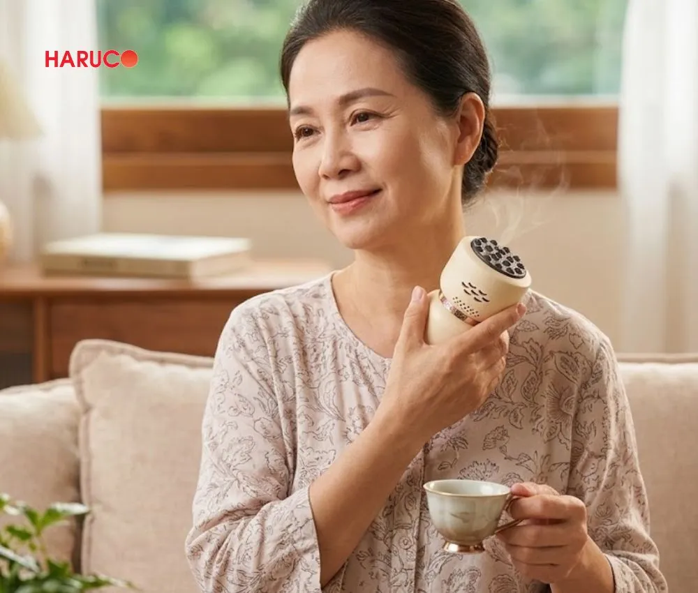 Máy xông ngải cứu nhiệt lượng cầm tay mini Haruco