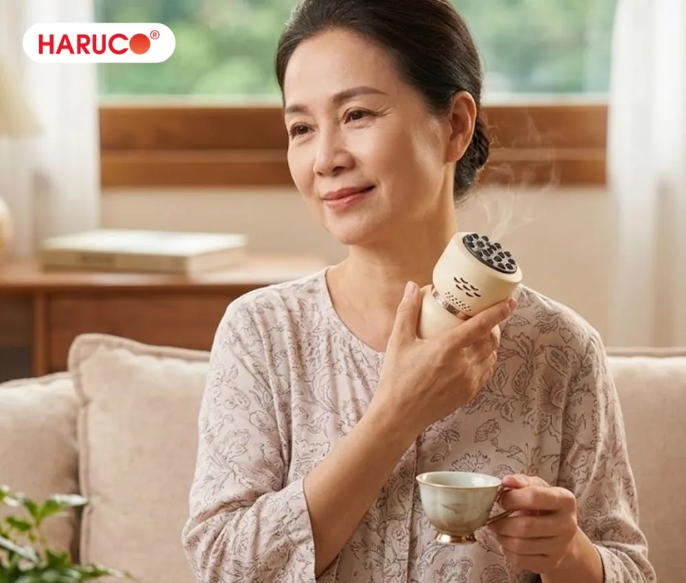 Máy xông ngải cứu nhiệt lượng cầm tay mini Haruco