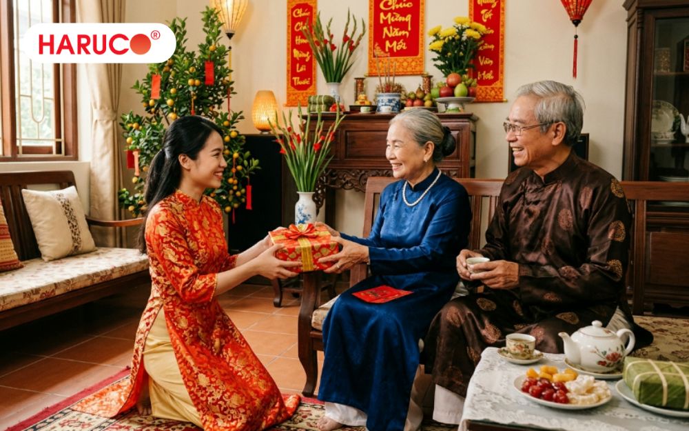 Đóng gói món quà chỉn chu, nhã nhặn khi tặng quà đến ông bà