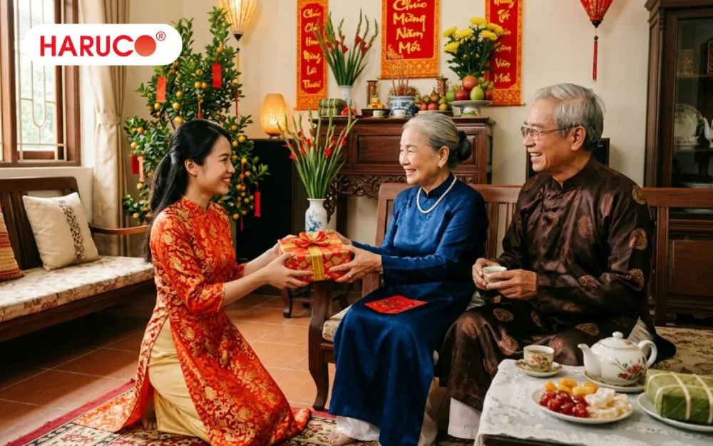 Đóng gói món quà chỉn chu, nhã nhặn khi tặng quà đến ông bà