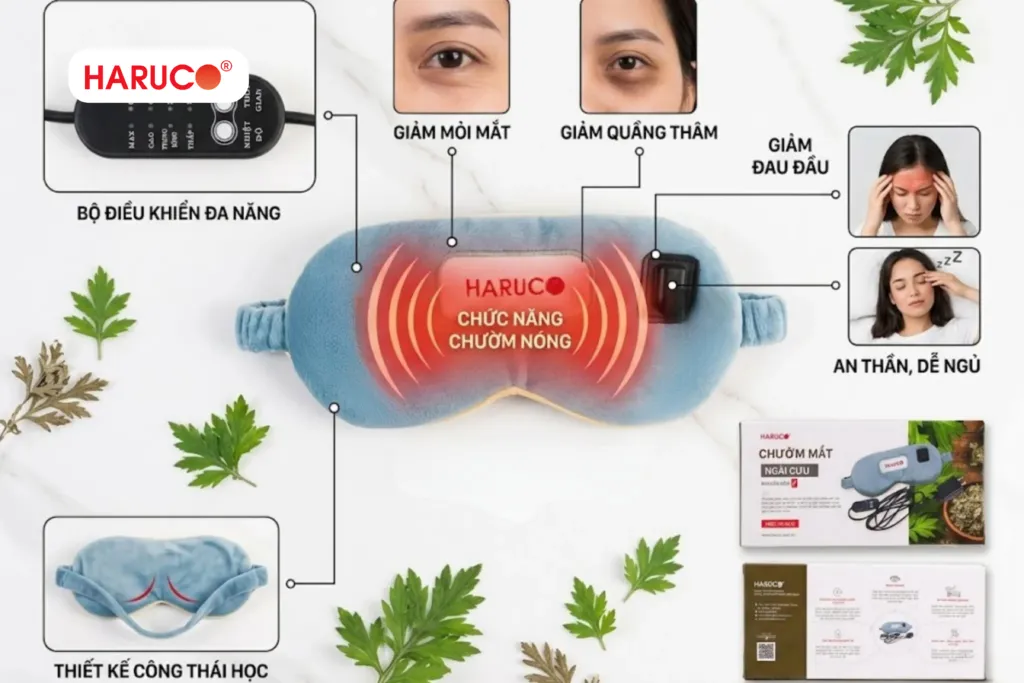 chườm mắt ngải cứu căm điện haruco