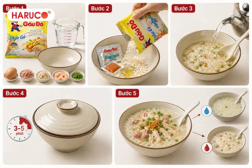 Hướng dẫn cách nấu cháo Gấu Đỏ thơm ngon