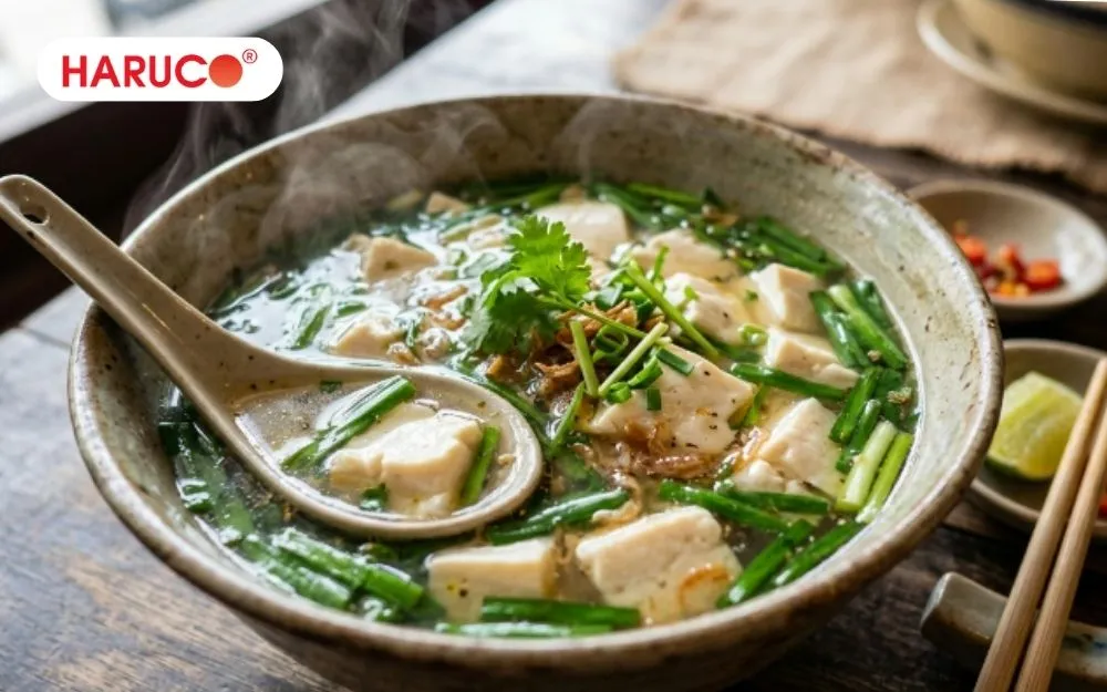 Canh hẹ đậu hũ ngon và bổ dưỡng nhất khi còn ấm nóng