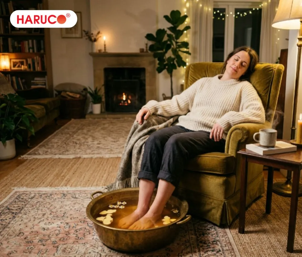 Nước ấm và gừng giúp làm mềm các lớp tế bào chết ở gót chân