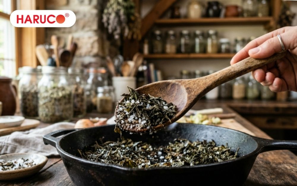 Lá ngải cứu rang muối hỗ trợ giảm đau nhức xương khớp