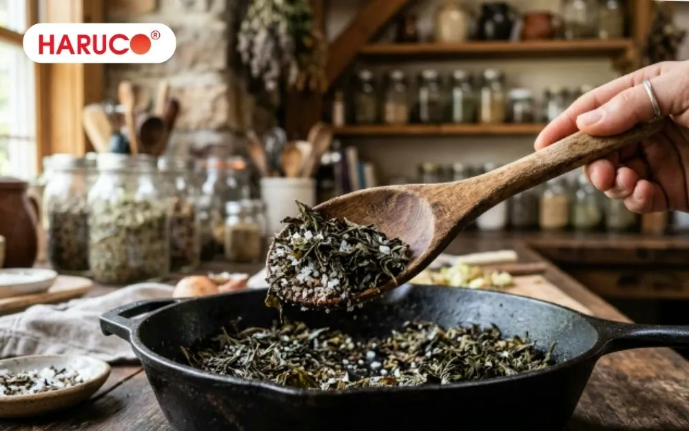 Lá ngải cứu rang muối hỗ trợ giảm đau nhức xương khớp