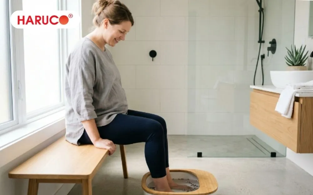 Ngâm chân bằng nước ấm giúp giữ ấm cơ thể, tạo cảm giác dễ chịu cho mẹ bầu