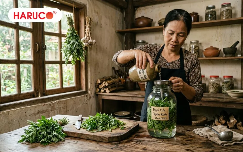 Ngải cứu ngâm rượu hỗ trợ giảm đau nhức xương khớp