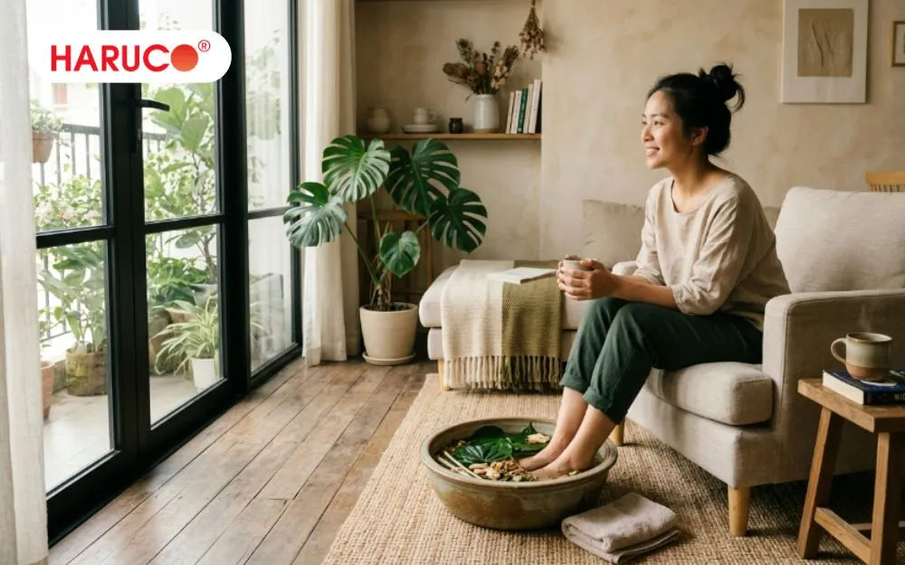 Ngâm chân bằng lá lốt và sả