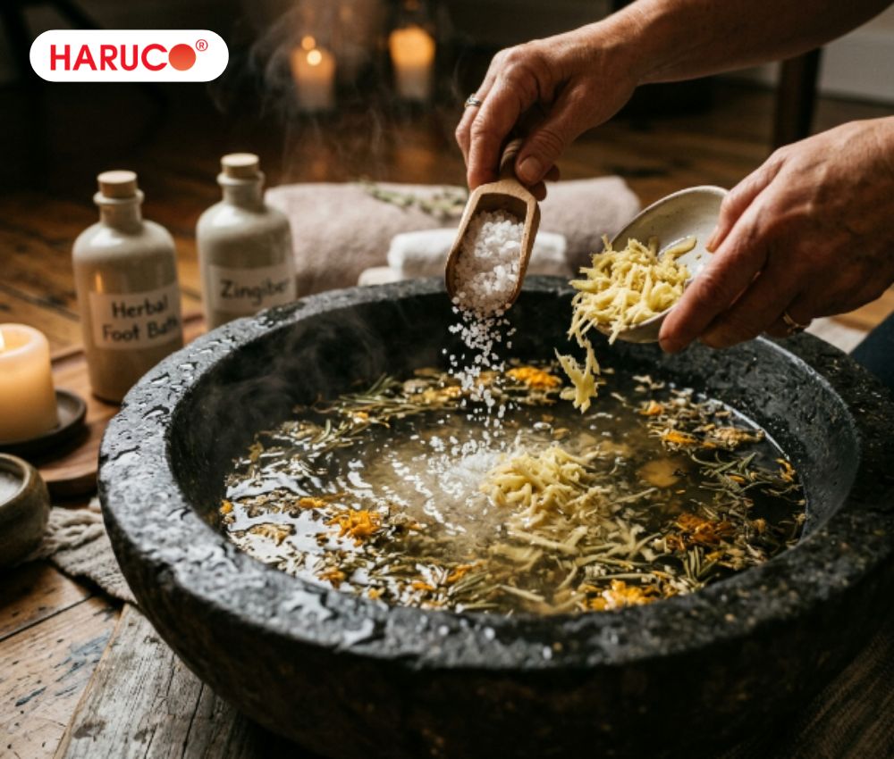 Ngâm chân muối gừng đều đặn giúp giảm rõ rệt cảm giác châm chích, tê rần ở các ngón chân