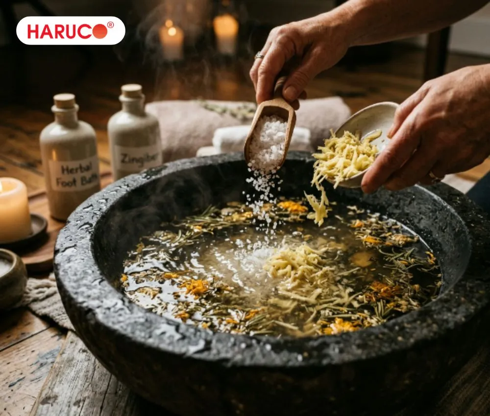 Ngâm chân muối gừng đều đặn giúp giảm rõ rệt cảm giác châm chích, tê rần ở các ngón chân