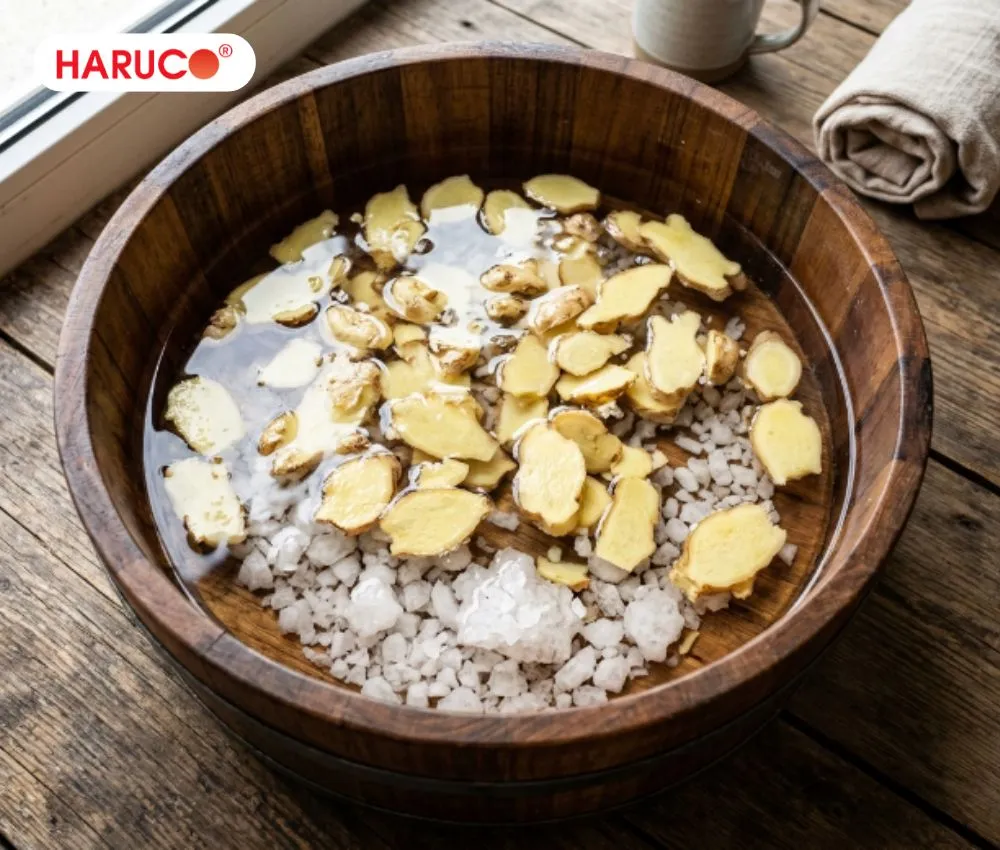 Ngâm chân muối gừng cực kỳ tốt cho sức khỏe