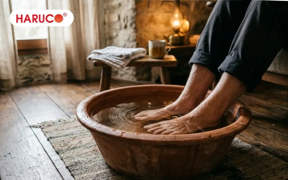 Ngâm chân nước ấm giúp thư giãn cơ bắp và hệ thần kinh