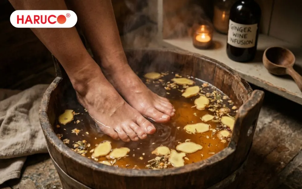 Ngâm chân rượu gừng đều đặn giúp tiêu diệt các vi khuẩn gây mùi hôi khó chịu ở kẽ chân