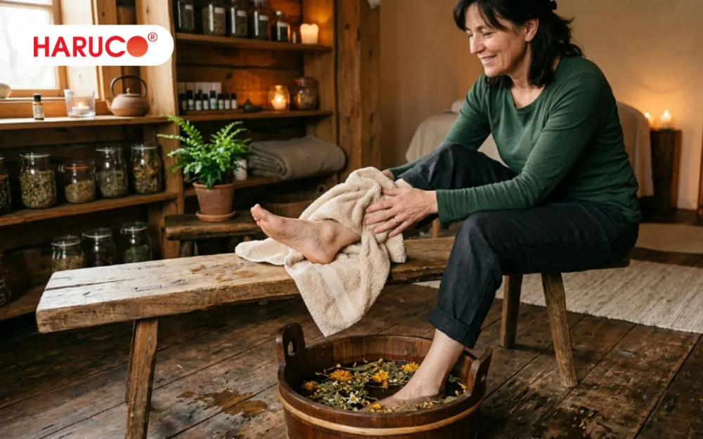 Mẹ bầu cần lau khô chân sau khi thực hiện ngâm chân