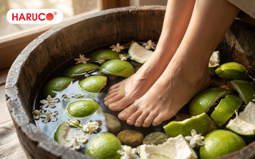 Nếu xuất hiện các biểu hiện kích ứng bạn nên ngừng ngâm chân vỏ bưởi ngay