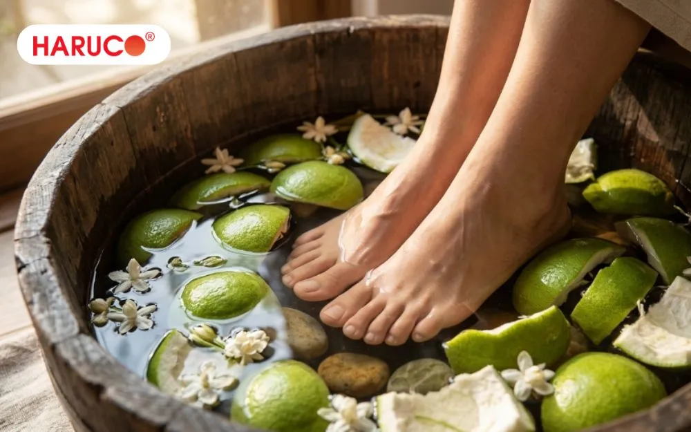 Nếu xuất hiện các biểu hiện kích ứng bạn nên ngừng ngâm chân vỏ bưởi ngay