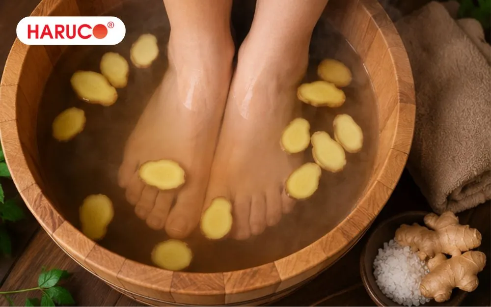 Người già thường xuyên bị đau nhức xương khớp nên thực hiện ngâm chân với rượu gừng và muối