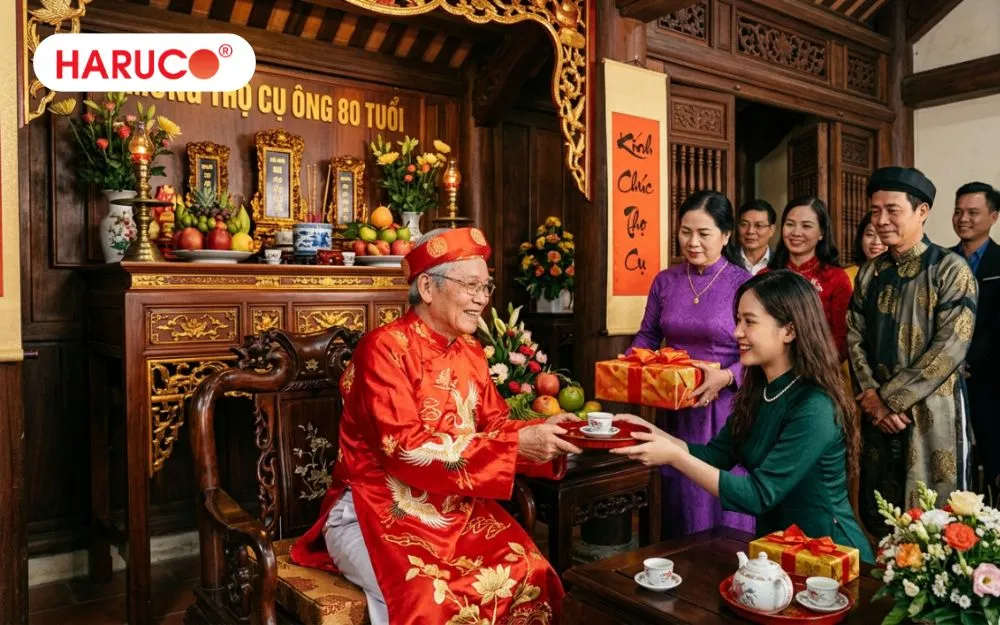 Lễ mừng thọ cụ ông 80 tuổi lưu giữ nét đẹp văn hóa của người Việt
