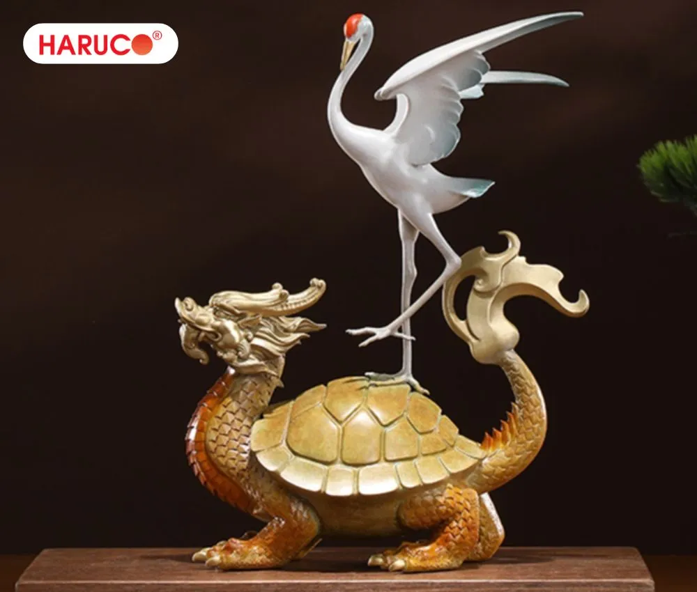 Hạc và rùa là hai linh vật tượng trưng cho trường thọ trong văn hóa Á Đông
