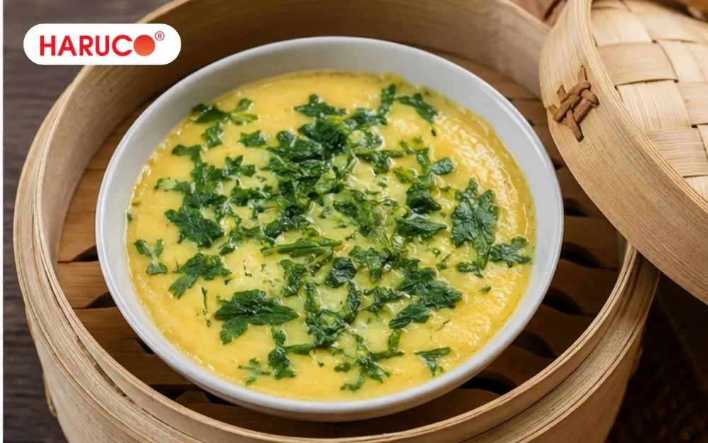 Trứng gà hấp ngải cứu hạn chế dầu mỡ