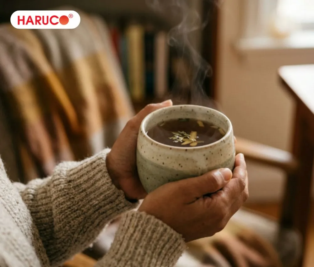 Người có thể trạng hàn, thường xuyên lạnh tay chân nên uống nước ngải cứu với gừng