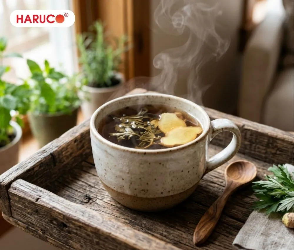 Uống ngải cứu với gừng có tác dụng giảm đau nhức xương khớp