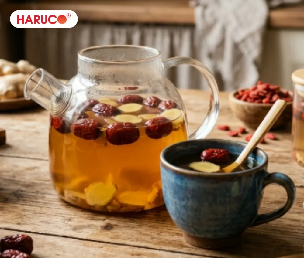 Uống nước gừng táo đỏ giúp cơ thể tăng cường sức đề kháng