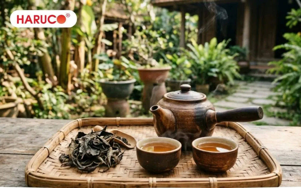 Pha nước lá nhãn khô rất đơn giản, nhanh chóng