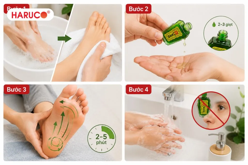 Cách xoa dầu gió vào lòng bàn chân đúng và an toàn