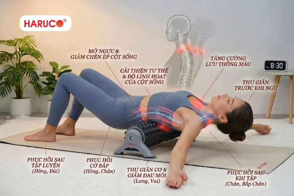 Tác dụng khi sử dụng con lăn massage lưng Haruco HRC-06-14
