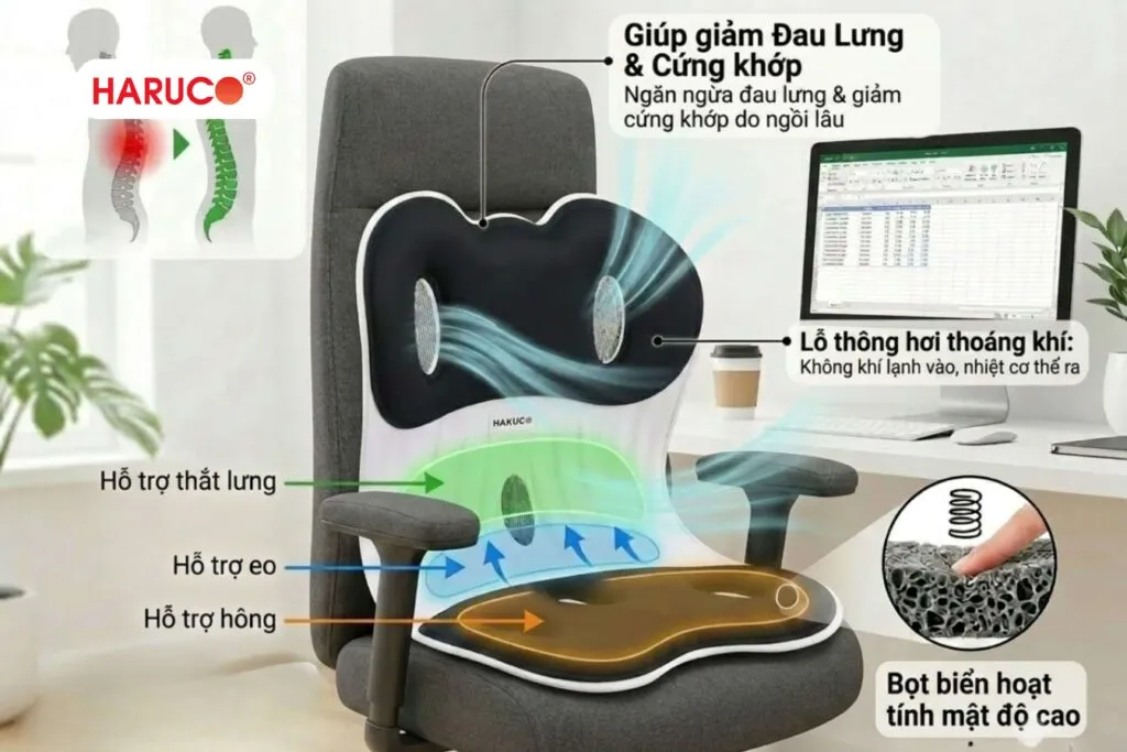 Ghế tựa lưng công thái học Haruco hỗ trợ chỉnh dáng ngồi